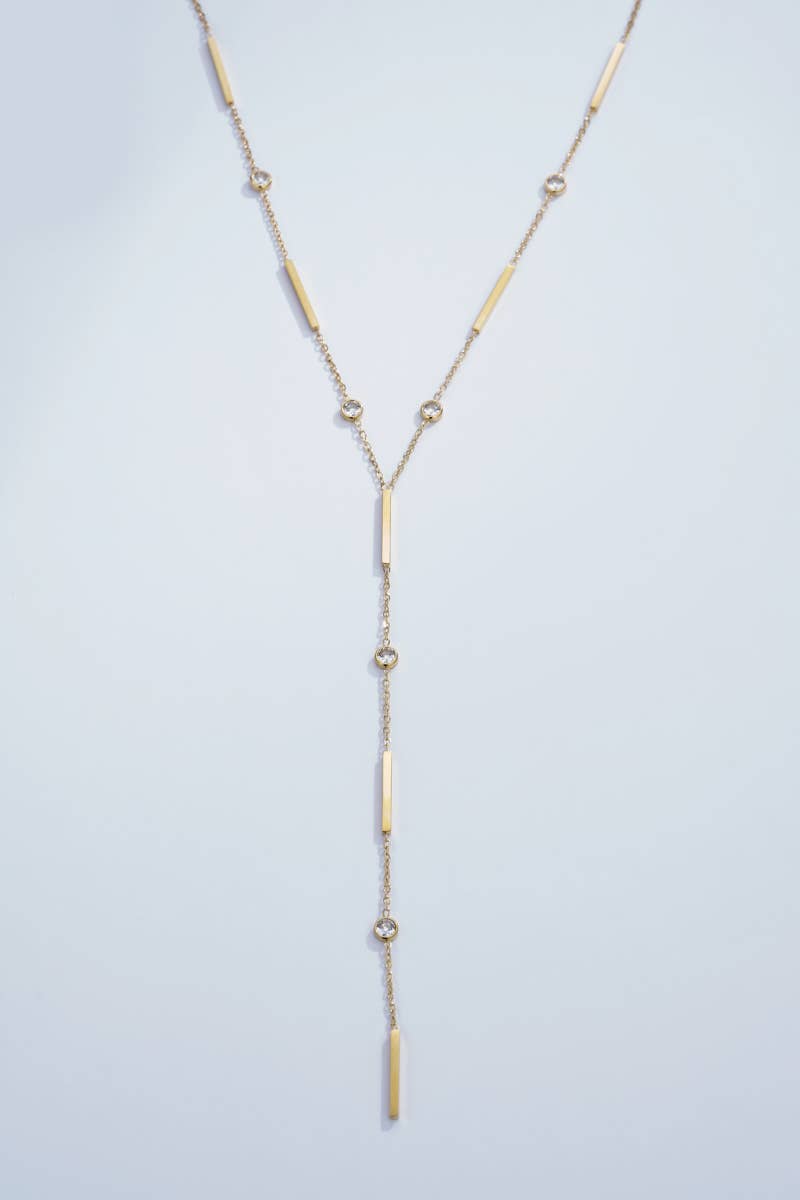 Collier Y strassés en acier inoxydable