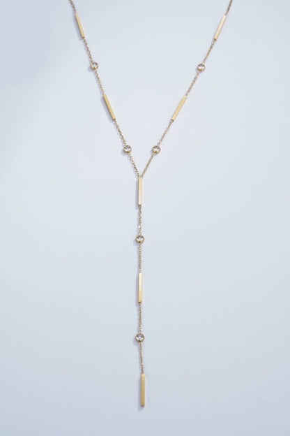 Collier Y strassés en acier inoxydable