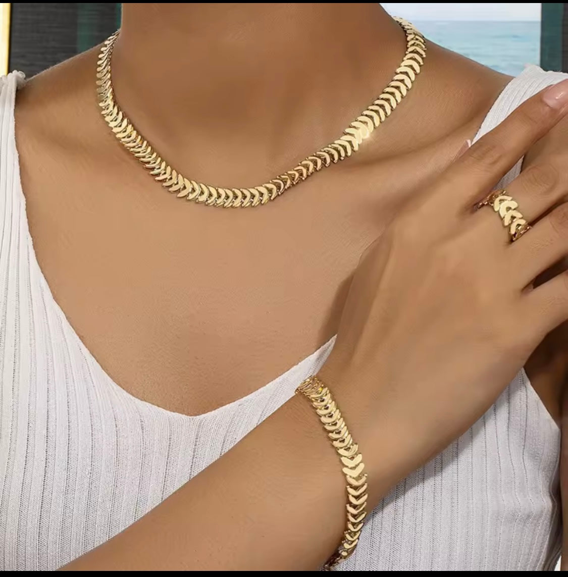 Collier, Bracelet, bague, Simple,